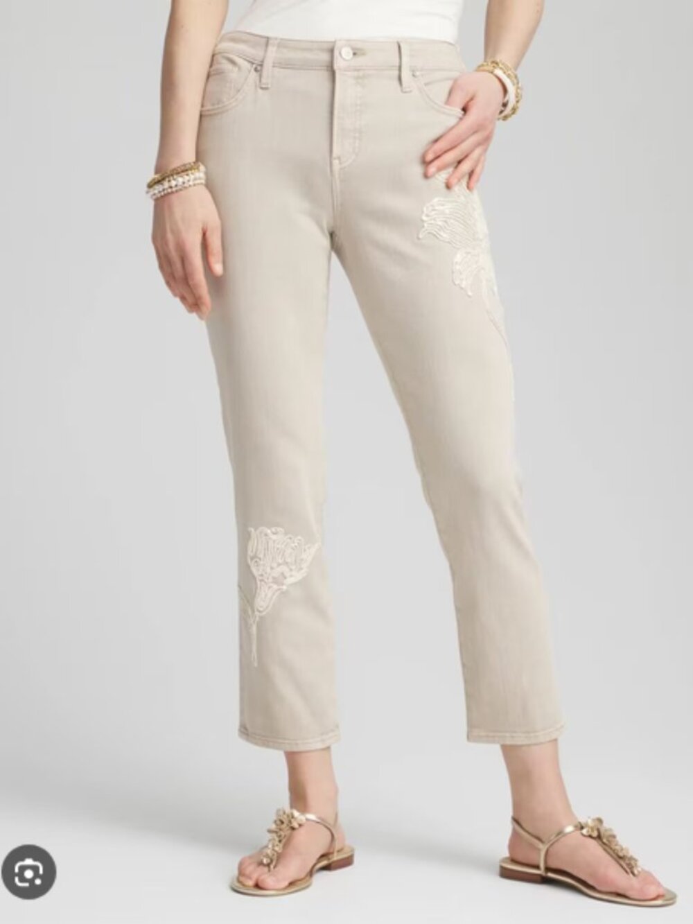 CHICO'S Sequin Girlfriend Crop Jeans Size 1 = Size 8